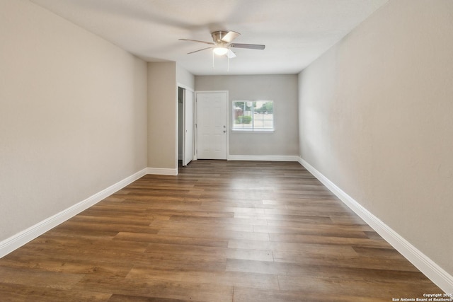 4742 Highland Farm, San Antonio, TX 78244 - empty room featuring ceiling fan, wood finished floors, and baseboards