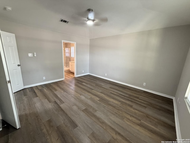 4742 Highland Farm, San Antonio, TX 78244 - empty room with ceiling fan, dark wood-style floors, baseboards, and a smoke detector