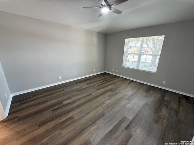 4742 Highland Farm, San Antonio, TX 78244 - empty room featuring dark wood finished floors, a ceiling fan, and baseboards