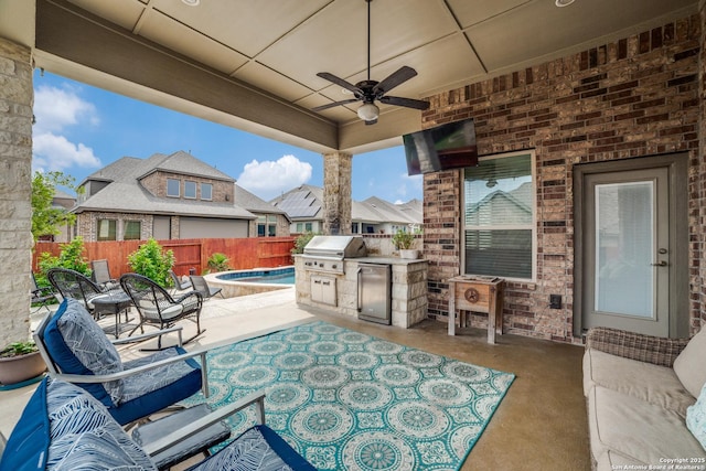 2023 Wilby Ln, San Antonio, TX 78253 - view of patio / terrace featuring a ceiling fan and a residential view