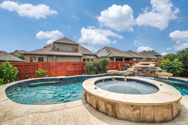 2023 Wilby Ln, San Antonio, TX 78253 - view of swimming pool with a fenced backyard and a pool with connected hot tub