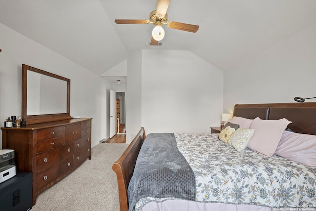 4303 Lakebend W, San Antonio, TX 78244 - bedroom featuring lofted ceiling, light colored carpet, and a ceiling fan