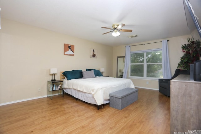 9011 Twincreek Farm, Converse, TX 78109 - bedroom with light wood-style flooring, baseboards, and ceiling fan