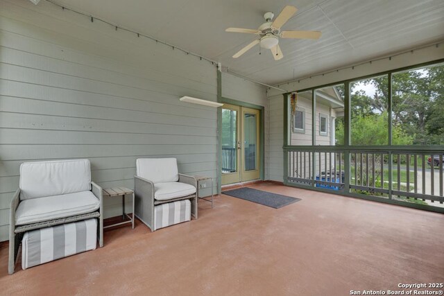 141 Rio Grande, Seguin, TX 78155 - sunroom / solarium with french doors and a ceiling fan