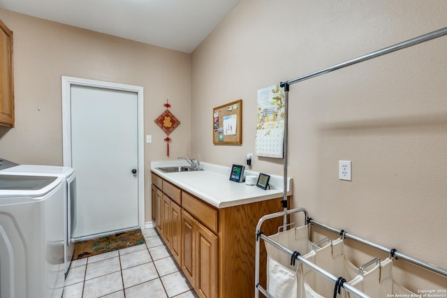 31763 Scarteen, Fair Oaks Ranch, TX 78015 - laundry room with cabinet space, independent washer and dryer, and light tile patterned floors