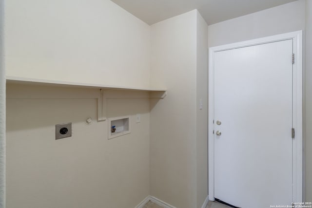 9726 Copper Rock, Converse, TX 78109 - laundry area featuring electric dryer hookup, hookup for a washing machine, baseboards, and gas dryer hookup