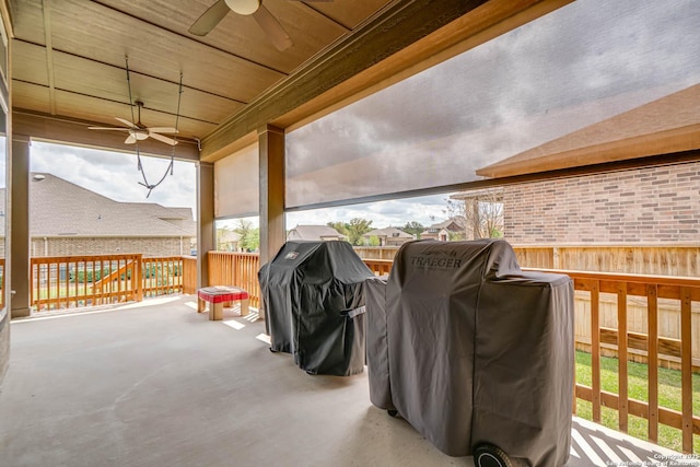 22806 Rio Salado, San Antonio, TX 78261 - wooden deck featuring ceiling fan, a grill, and a patio