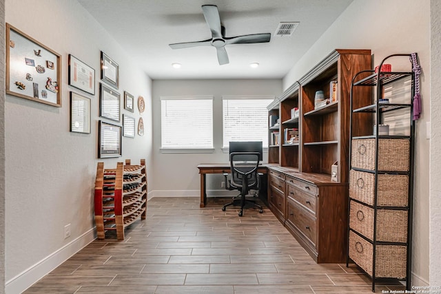 22806 Rio Salado, San Antonio, TX 78261 - office area featuring wood finish floors and ceiling fan