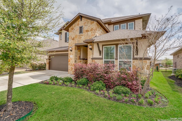 22806 Rio Salado, San Antonio, TX 78261 - view of front of house featuring stone siding, stucco siding, an attached garage, and driveway