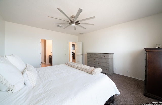 7207 Independence Way, San Antonio, TX 78223 - carpeted bedroom featuring ceiling fan, baseboards, and connected bathroom