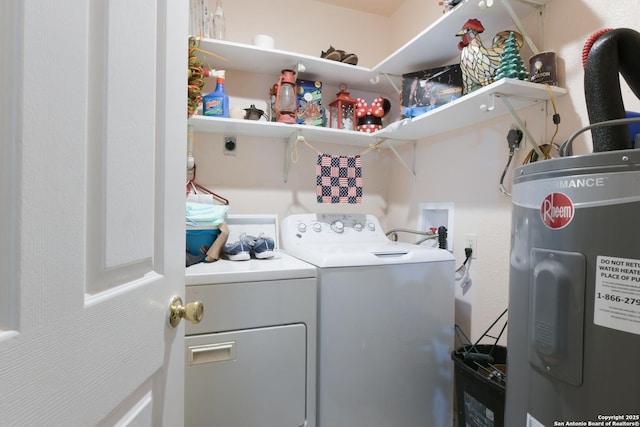 325 Sims, San Antonio, TX 78225 - washroom with water heater and washing machine and clothes dryer