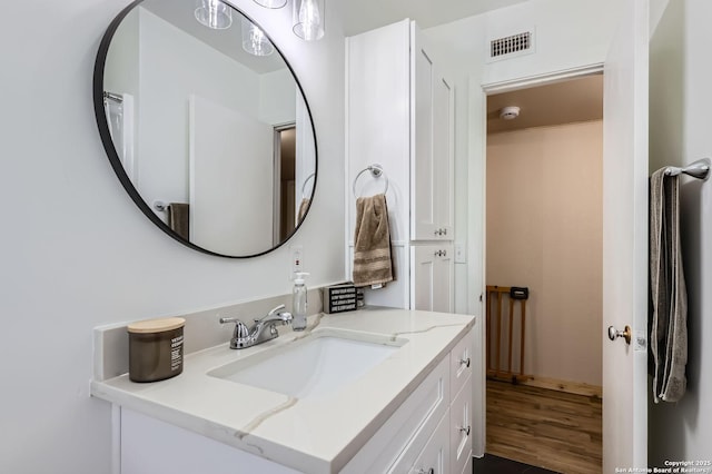 258 S Live Oak, New Braunfels, TX 78130 - bathroom featuring vanity and wood finished floors