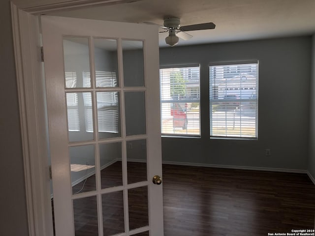 4007 Privet Pl, San Antonio, TX 78259 - unfurnished room featuring a ceiling fan, wood finished floors, and baseboards