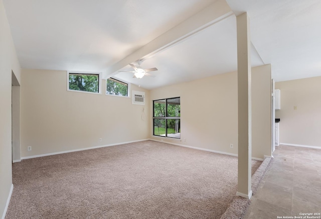 4863 Castle Shield, San Antonio, TX 78218 - empty room with ceiling fan, light colored carpet, baseboards, and a wall mounted AC
