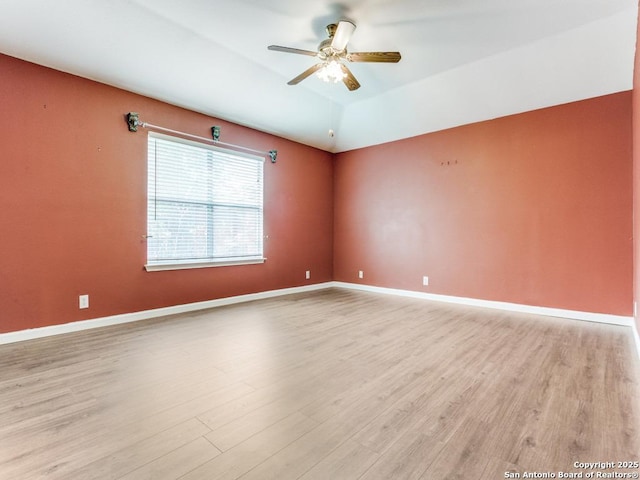 14342 Markham Ln, San Antonio, TX 78247 - empty room with light wood-style flooring, a ceiling fan, and baseboards