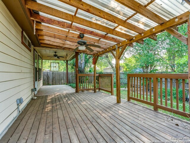 14342 Markham Ln, San Antonio, TX 78247 - wooden deck featuring ceiling fan