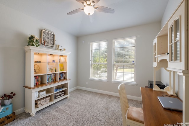 2415 Olive Way, San Antonio, TX 78259 - office space featuring ceiling fan, baseboards, and light carpet