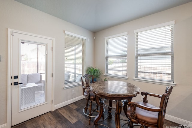 2415 Olive Way, San Antonio, TX 78259 - dining room featuring baseboards and dark wood-type flooring