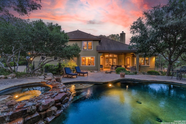 1015 Campanile, San Antonio, TX 78258 - view of swimming pool featuring an in-ground hot tub and a patio area