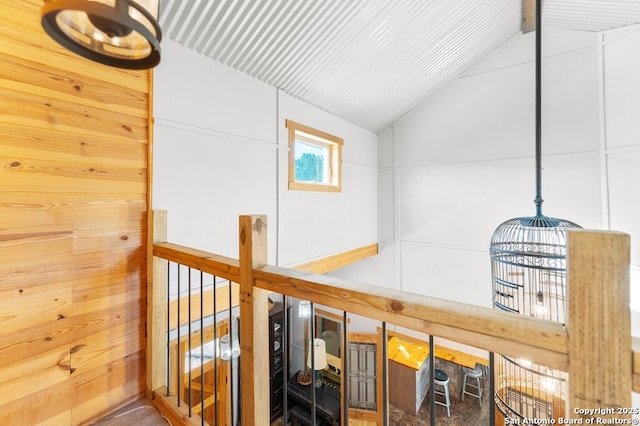 231 Doris Dr, Kerrville, TX 78028 - corridor featuring lofted ceiling and an upstairs landing