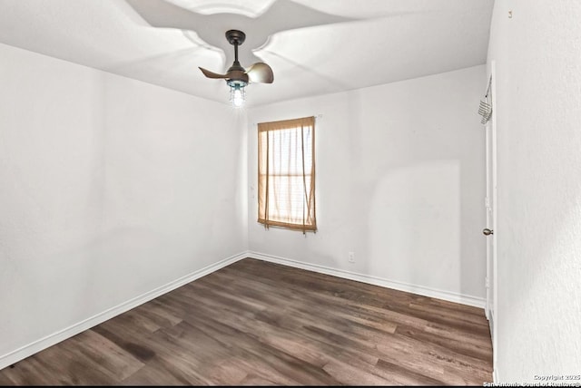 324 Washita Riv, Cibolo, TX 78108 - spare room featuring dark wood-style floors, a ceiling fan, and baseboards