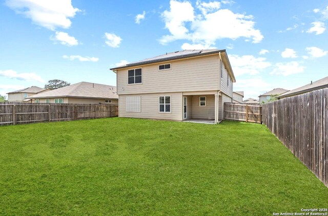 324 Washita Riv, Cibolo, TX 78108 - back of property featuring solar panels and a patio