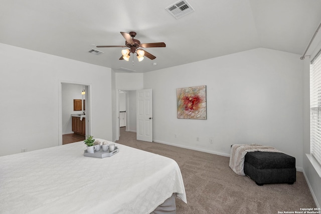 18719 Needle Rock, San Antonio, TX 78258 - carpeted bedroom with a ceiling fan, vaulted ceiling, and baseboards