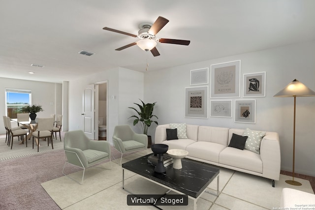 11042 Eyelet Hbr, Converse, TX 78109 - carpeted living area with ceiling fan