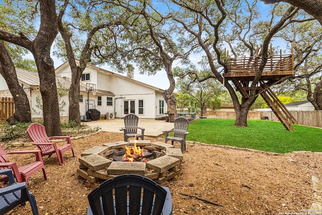 1946 Encino Belle, San Antonio, TX 78259 - view of yard featuring an outdoor fire pit and a patio area