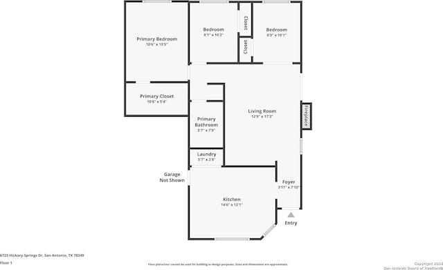 6723 Hickory Springs Dr, San Antonio, TX 78249 - property floor plan