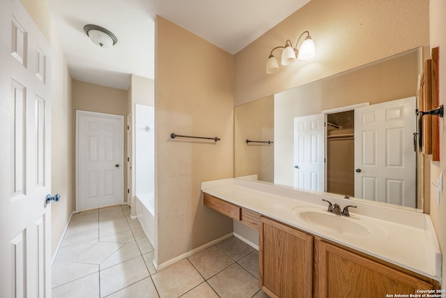 20519 View Mdw, San Antonio, TX 78258 - full bathroom with vanity, tile patterned floors, and baseboards