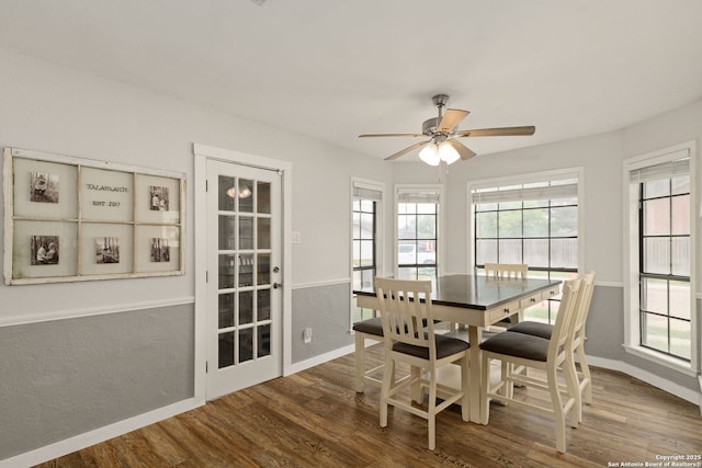 402 Teakwood, Victoria, TX 77901 - dining room featuring wood finished floors, a ceiling fan, plenty of natural light, and baseboards
