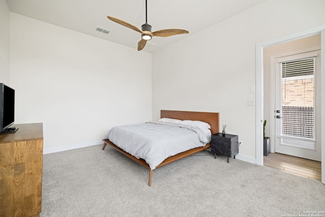 529 Huntwick, Boerne, TX 78006 - carpeted bedroom with baseboards and ceiling fan