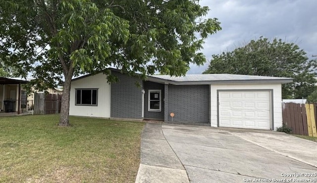 102 Killarney Dr, San Antonio, TX 78223 - ranch-style house featuring a garage, concrete driveway, and brick siding