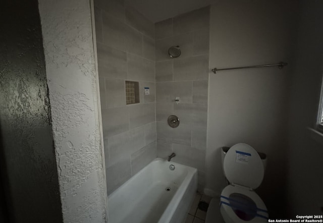 102 Killarney Dr, San Antonio, TX 78223 - bathroom with toilet, shower / bath combination, and tile patterned flooring
