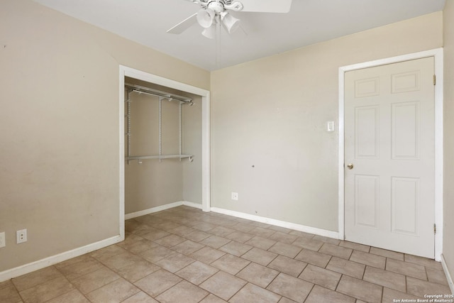 4503 Tropical, San Antonio, TX 78218 - unfurnished bedroom featuring a closet, baseboards, and a ceiling fan