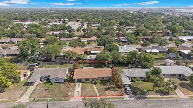4503 Tropical, San Antonio, TX 78218 - aerial perspective of suburban area with property parcel outlined