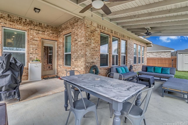 8922 Trail Dust, San Antonio, TX 78254 - view of patio with a ceiling fan, outdoor lounge area, and outdoor dining area
