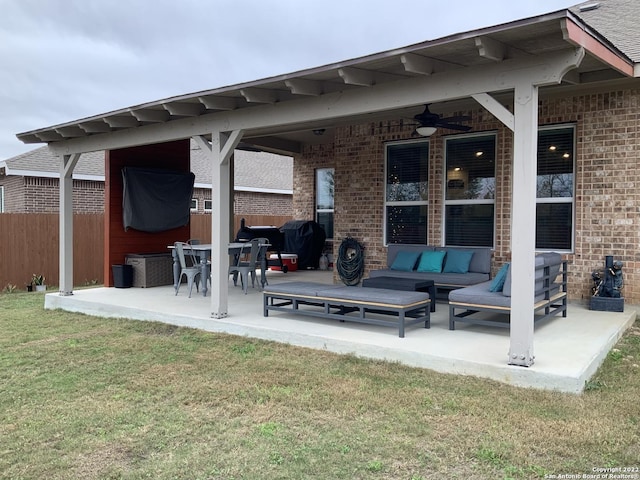 8922 Trail Dust, San Antonio, TX 78254 - view of patio with ceiling fan and an outdoor living space