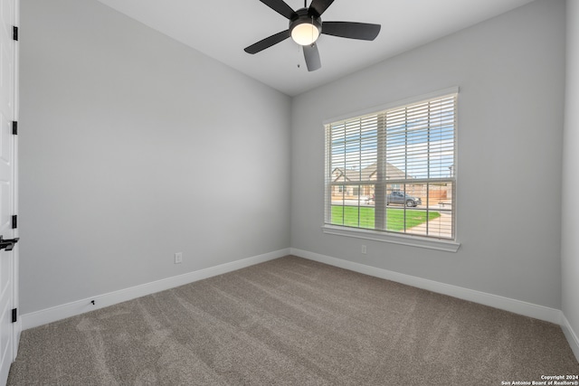 204 Azalea Aly, Castroville, TX 78009 - empty room featuring baseboards, carpet, and a ceiling fan