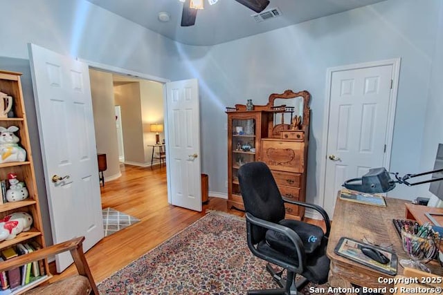 228 Long Crk, New Braunfels, TX 78130 - office with wood finished floors and ceiling fan