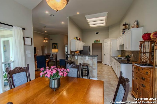 228 Long Crk, New Braunfels, TX 78130 - dining room featuring ceiling fan and recessed lighting