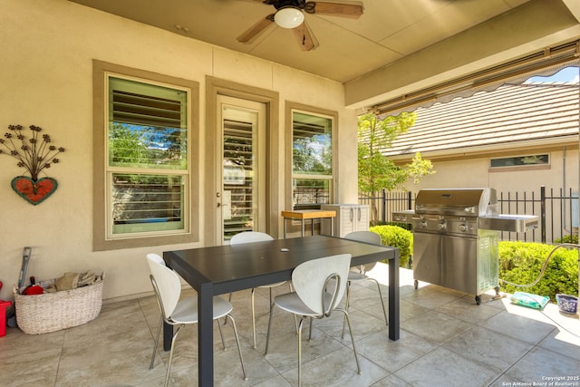 17 Denbury, San Antonio, TX 78257 - view of patio with a ceiling fan, outdoor dining space, and area for grilling