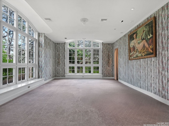 100 Tomahawk Hl, Country Village, TX 78232 - unfurnished room featuring wallpapered walls, crown molding, and baseboards