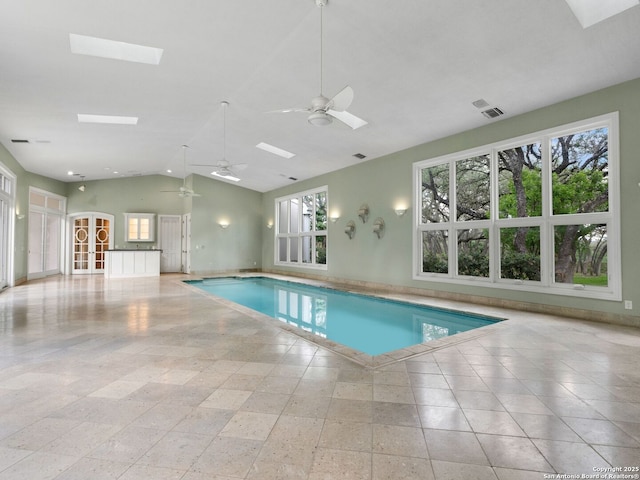 100 Tomahawk Hl, Country Village, TX 78232 - indoor pool featuring a ceiling fan