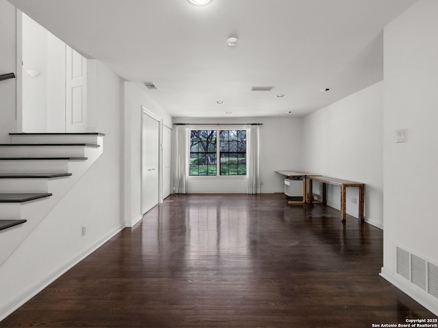 100 Tomahawk Hl, Country Village, TX 78232 - empty room with wood finished floors, stairway, baseboards, a smoke detector, and recessed lighting