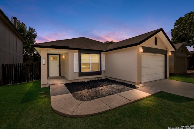 8314 Morning Grv, Converse, TX 78109 - ranch-style house featuring a garage, stucco siding, driveway, and a shingled roof