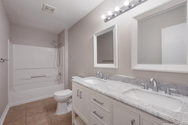 8314 Morning Grv, Converse, TX 78109 - bathroom featuring double vanity, toilet, tile patterned floors, and bathtub / shower combination