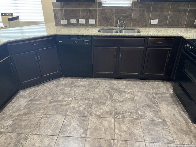 12242 Bening Vly, Schertz, TX 78154 - kitchen with a sink, dishwasher, tasteful backsplash, blue cabinets, and light stone finish flooring