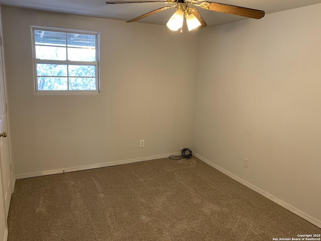 1076 Eastview, Canyon Lake, TX 78133 - spare room featuring carpet floors, ceiling fan, and baseboards